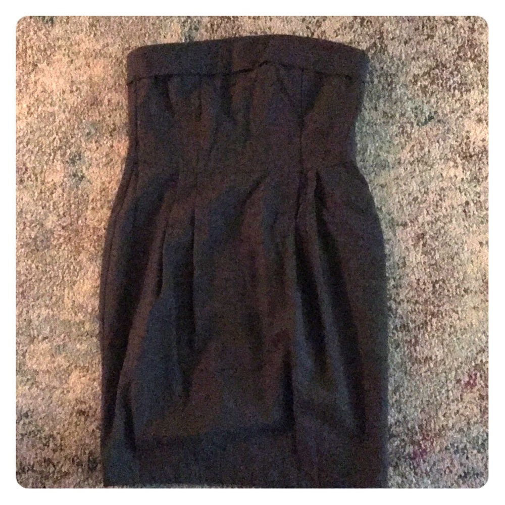 Lux Gray wool strapless dress medium